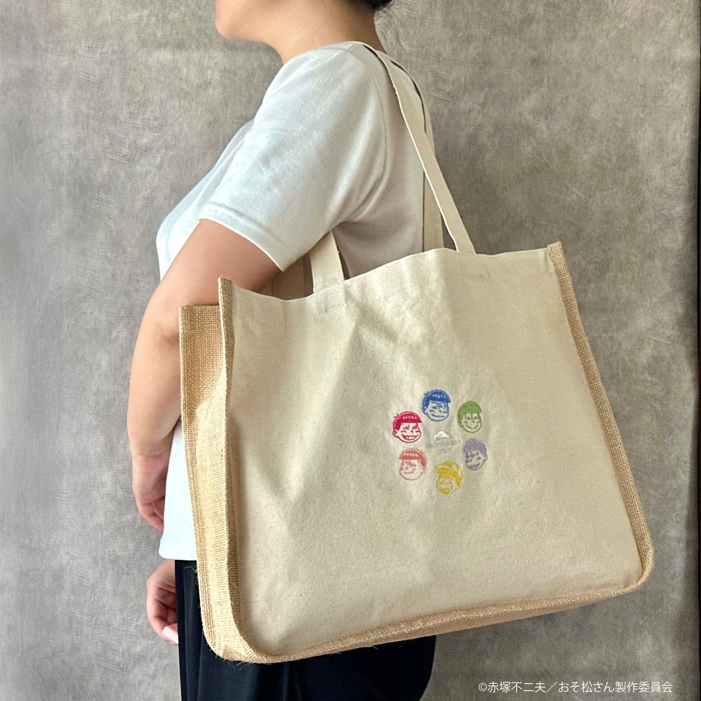 【大阪予約分】ジュート×キャンバス6つ子刺繍バッグ