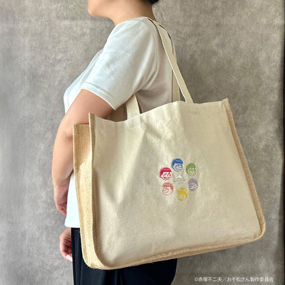 【大阪予約分】ジュート×キャンバス6つ子刺繍バッグ