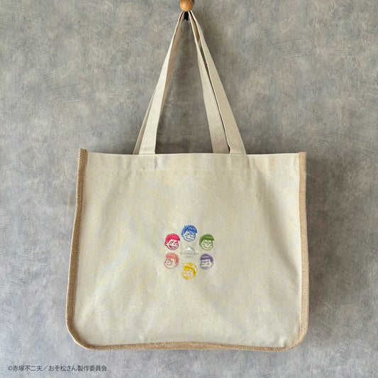 【大阪予約分】ジュート×キャンバス6つ子刺繍バッグ